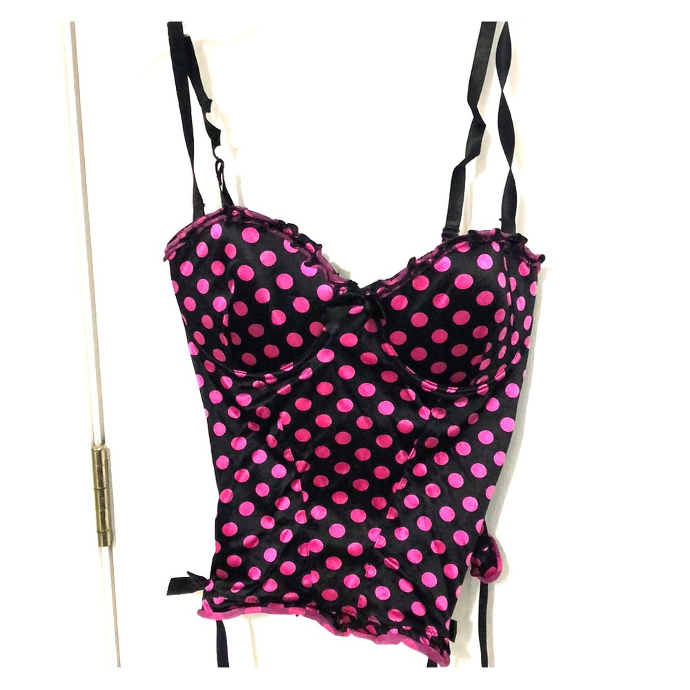 Black and pink polka dot corset